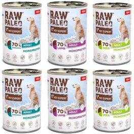 RAW PALEO Monoprotein Adult 6x400g Mix Smaków, mokra karma dla psów