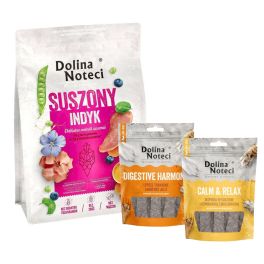 DOLINA NOTECI Premium Indyk karma suszona dla psa 3 kg + Smart Chews Calm & Relax i Digestive Harmony 2x100 g przysmaki dla psów