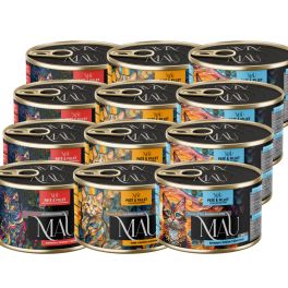 MAU Pasztet i Filet Mix smaków Wołowina, indyk i karmazyn 12x185 g mokra karma dla kota