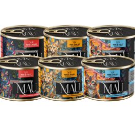 MAU Pasztet i Filet Mix smaków Wołowina, indyk i karmazyn 6x185 g mokra karma dla kota