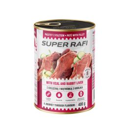 SUPER RAFI z cielÄ™cinÄ… i wÄ…trĂłbkÄ… z krĂłlika 400 g mokra karma dla psa