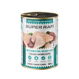 SUPER RAFI z perliczkÄ… i wÄ…trĂłbkÄ… woĹ‚owÄ… 400 g mokra karma dla psa
