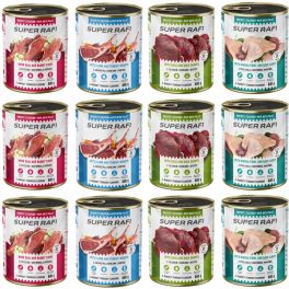SUPER RAFI Mix 4 smaków 12x800g pasztet dla psów