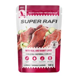 SUPER RAFI z cielęciną i wątróbką z królika dla psa 500 g mokra karma dla psów