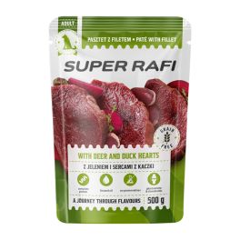 SUPER RAFI z jeleniem i sercami z kaczki 500 g mokra karma dla psów