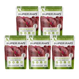 SUPER RAFI z jeleniem i sercami z kaczki 5x500 g mokra karma dla psów