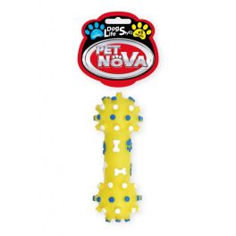 PET NOVA Hantel z wypustkami dla psa 12 cm żółty