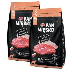 PAN MIĘSKO Cielęcina z indykiem dla psów chrupki XS 2x3 kg