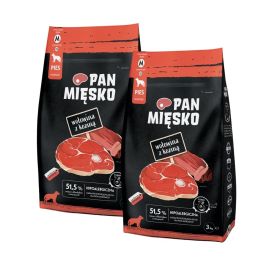 PAN MIĘSKO Wołowina z koziną dla psów chrupki M 2x3 kg
