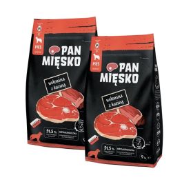 PAN MIĘSKO Wołowina z koziną dla psów chrupki M 2x9 kg