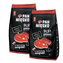 PAN MIĘSKO Wołowina z koziną dla psów chrupki M 2x20 kg