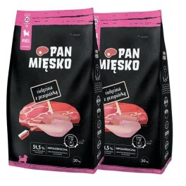 PAN MIĘSKO Cielęcina z przepiórką dla szczeniąt chrupki XS 2x20 kg
