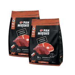 PAN MIĘSKO Wołowina z jeleniem dla kotów chrupki M 2x400 g