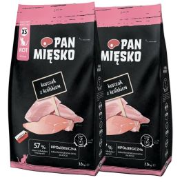 PAN MIĘSKO Kurczak z królikiem dla kociąt chrupki XS 2x1,6 kg