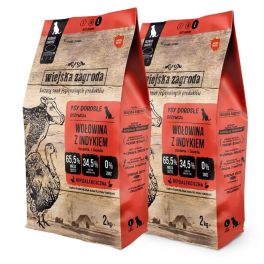 WIEJSKA ZAGRODA Wołowina z indykiem karma dla psów chrupki L 2x2 kg