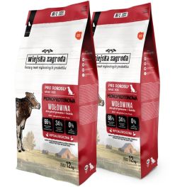 WIEJSKA ZAGRODA Monobiałkowa Wołowina dla psów chrupki M/L 2x12 kg