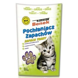 BENEK Odkażacz/Pochłaniacz zapachów do kuwety zapach trawy 200 g