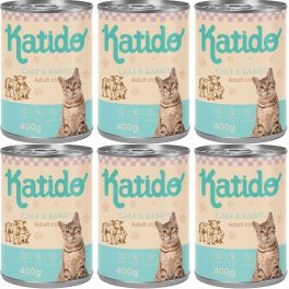 KATIDO Adult Cat Veal and Rabbit 6x400 g cielęcina i królik z olejem z łososia dla kotów