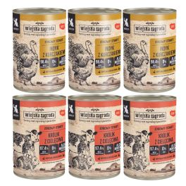WIEJSKA ZAGRODA Mix smaków dla kociąt Królik z cielęciną i Indyk z kurczakiem 6x400 g