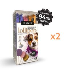 DR MALOU Lollipop Mixed Flavor Lizaki liofilizowane mięsne dla psów 2x48g (6 szt)