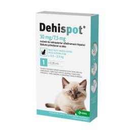 KRKA DEHISPOT 30 mg/7,5 mg roztwór do nakrapiania dla małych kotów - 1 pipeta