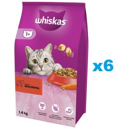 WHISKAS Adult 6x1,4 kg sucha karma pełnoporcjowa dla dorosłych kotów z pyszną wołowiną
