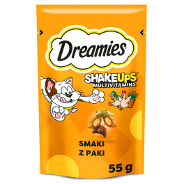 DREAMIES Shake Ups Multivitamins Chrupiące przysmaki dla kota Smaki z paki 55 g