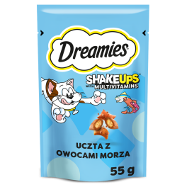 DREAMIES Shake Ups Multivitamins Chrupiące przysmaki dla kota Uczta z owocami morza 55 g