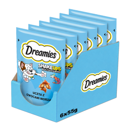 DREAMIES chrupiące przysmaki dla kota krewetki łosoś tuńczyk 6x55g (330 g)