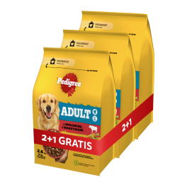 PEDIGREE Adult 3x2.6 kg z wołowiną i warzywami sucha karma pełnoporcjowa dla dorosłych psów dużych i średnich ras