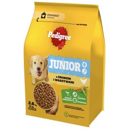 PEDIGREE Junior 3x2,6 kg z drobiem i warzywami sucha karma pełnoporcjowa dla dorastających psów dużych i średnich ras