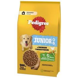 PEDIGREE Junior 500 g z drobiem i warzywami sucha karma pełnoporcjowa dla dorastających psów dużych i średnich ras