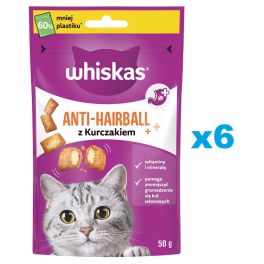 WHISKAS Anti-Hairball 6x50 g przysmaki odkłaczające dla dorosłych kotów