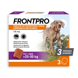 FRONTPRO >25-50 kg XL 3 tabletki na kleszcze i pchły do żucia dla psów