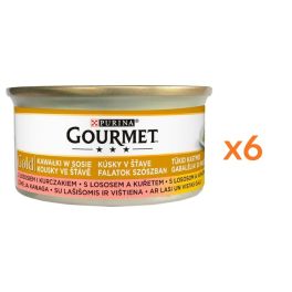 GOURMET Gold łosoś i kurczak w sosie dla kota 6x85 g
