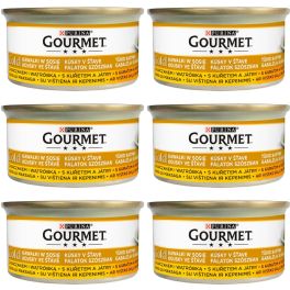 GOURMET Gold kawałki w sosie z kurczakiem i wątróbką dla kota 6x85 g