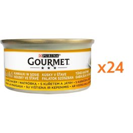 GOURMET Gold kawałki w sosie z kurczakiem i wątróbką dla kota 24x85 g