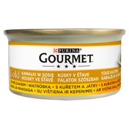 GOURMET Gold kawałki w sosie z kurczakiem i wątróbką dla kota 85 g