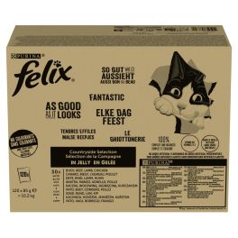 FELIX Fantastic Wiejskie Smaki w galaretce Mix mięsa 120x85g wołowina, kurczak, kaczka i jagnięcina, mokra karma dla kotów