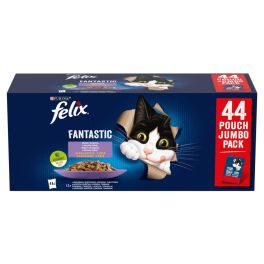FELIX Fantastic Wybór Smaków w galaretce 44x85g wołowina, kurczak, łosoś i tuńczyk, mokra karma dla kotów