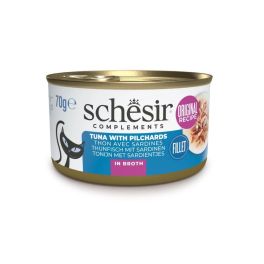 SCHESIR Tuńczyk z sardynką w bulionie dla kotów 70 g