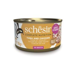 SCHESIR Tuńczyk z kurczakiem i ryżem w bulionie dla kotów 85 g