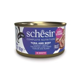 SCHESIR Tuńczyk z wołowiną i ryżem w bulionie dla kotów 85 g