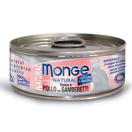 MONGE Natural Cat Tuńczyk z kurczakiem i krewetkami 80g