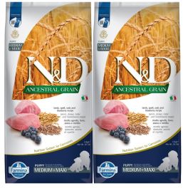 FARMINA N&D Ancestral Grain Dog Lamb & Blueberry Puppy Medium & Maxi 2x12 kg dla szczeniąt średnich i dużych ras
