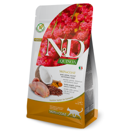 FARMINA N&D Cat Quinoa Adult skin & coat quail, coconut 1,5 kg przepiórka,  karma dla kotów na poprawę stanu sierści