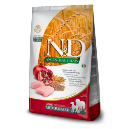 FARMINA N&D Ancestral Grain dog Adult Medium & Maxi Chicken & pomegranate 2,5 kg kurczak i granat, karma dla psów ras dużych i średnich