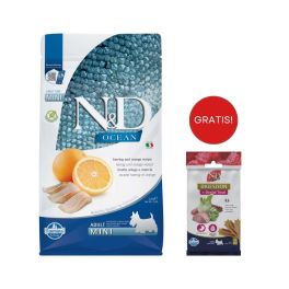 FARMINA N&D Ocean Dog Adult Mini herring and orange 2,5 kg dla psa małej rasy + FARMINA N&D Quinoa Dental Treat Digestion Mini 60 g (7 szt) GRATIS!