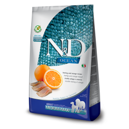 FARMINA N&D Ocean dog adult herring & orange medium & maxi 2,5 kg śledź i pomarańcze, karma dla psów ras średnich i małych