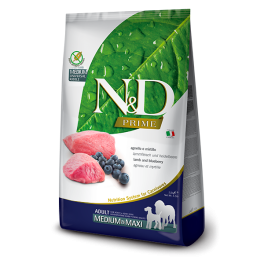 FARMINA N&D Prime dog Adult Medium & Maxi lamb & blueberry 2,5 kg jagnięcina i jagody, bezbożowa karma dla psów średnich i dużych ras